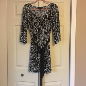 INC Black & White 3/4 Sleeve Dress